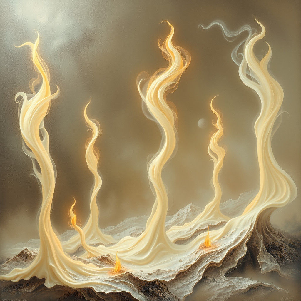 Ethereal Ivory Flames in Surrealist Style