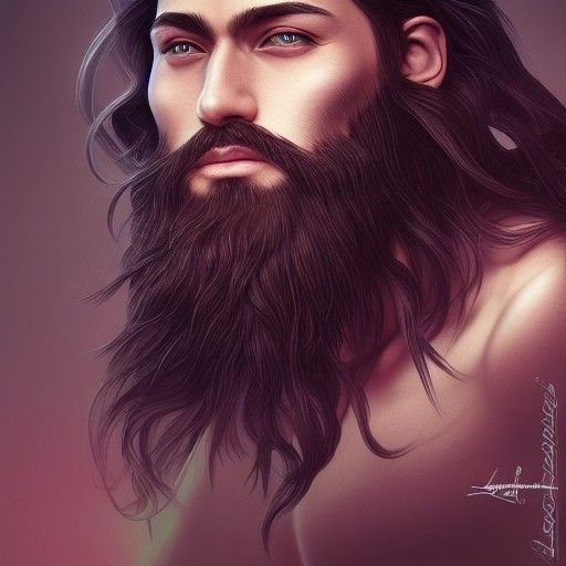 Heroic Bearded Warrior in Digital Illustration