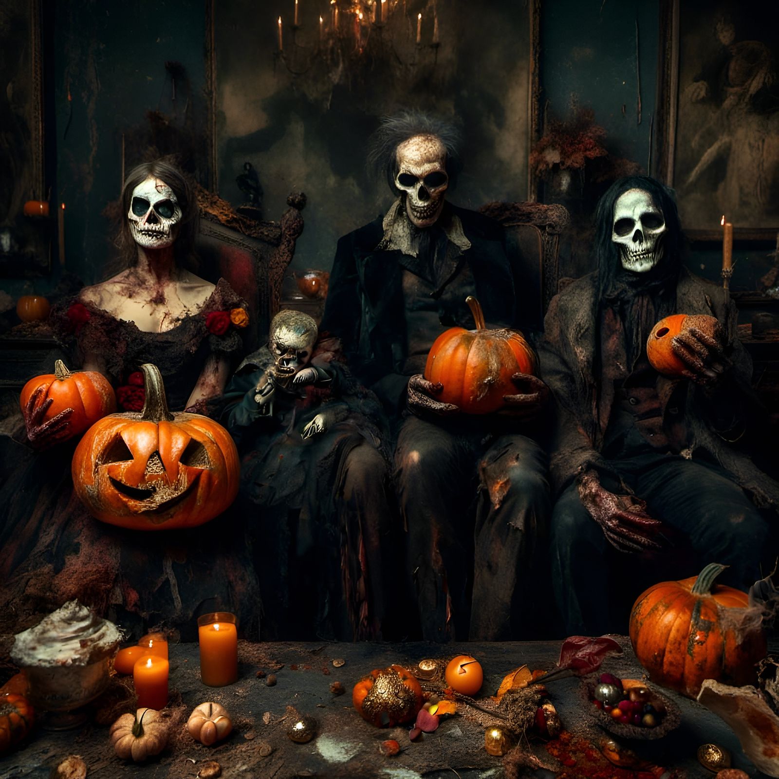 The living Dead having a Halloween Party