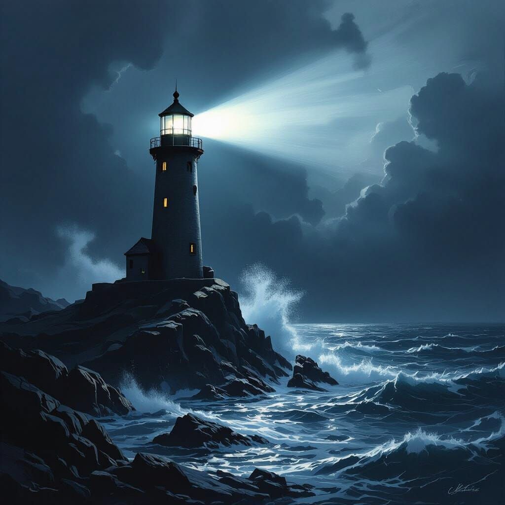 Lighthouse of Radiant Glass in Dark Fantasy Style