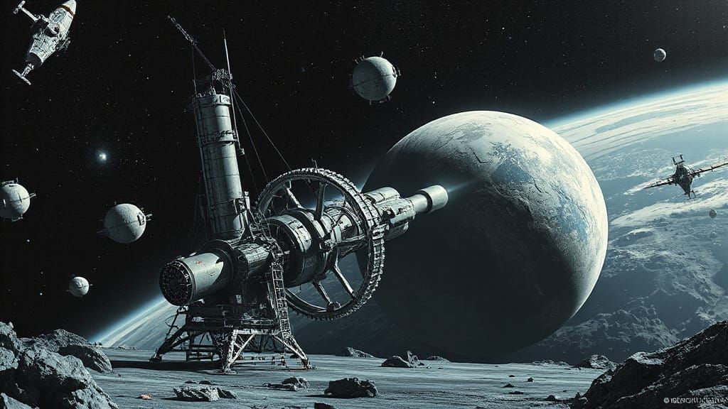 Galactic Space Station Construction in Cosmic Ambiance