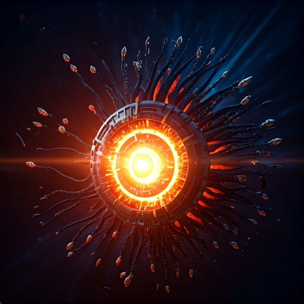 Hyperrealistic Device Emitting Light Tendrils