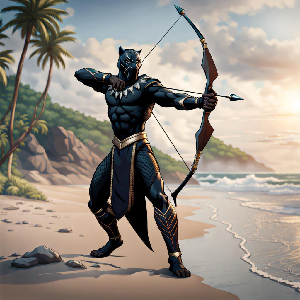 Rakasha Black Panther Archer on a Beach