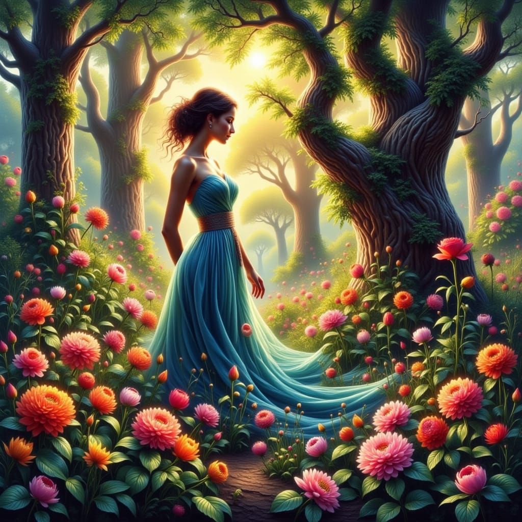 Lush Hyperrealistic Nature Scene in Vibrant Colors