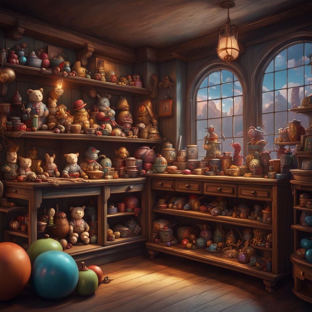 Toy Shop Window Display: Fantasy Concept Art
