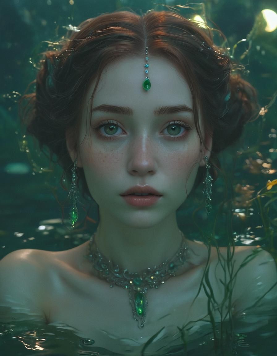 Neon Mermaid in Murmansk Glass Style