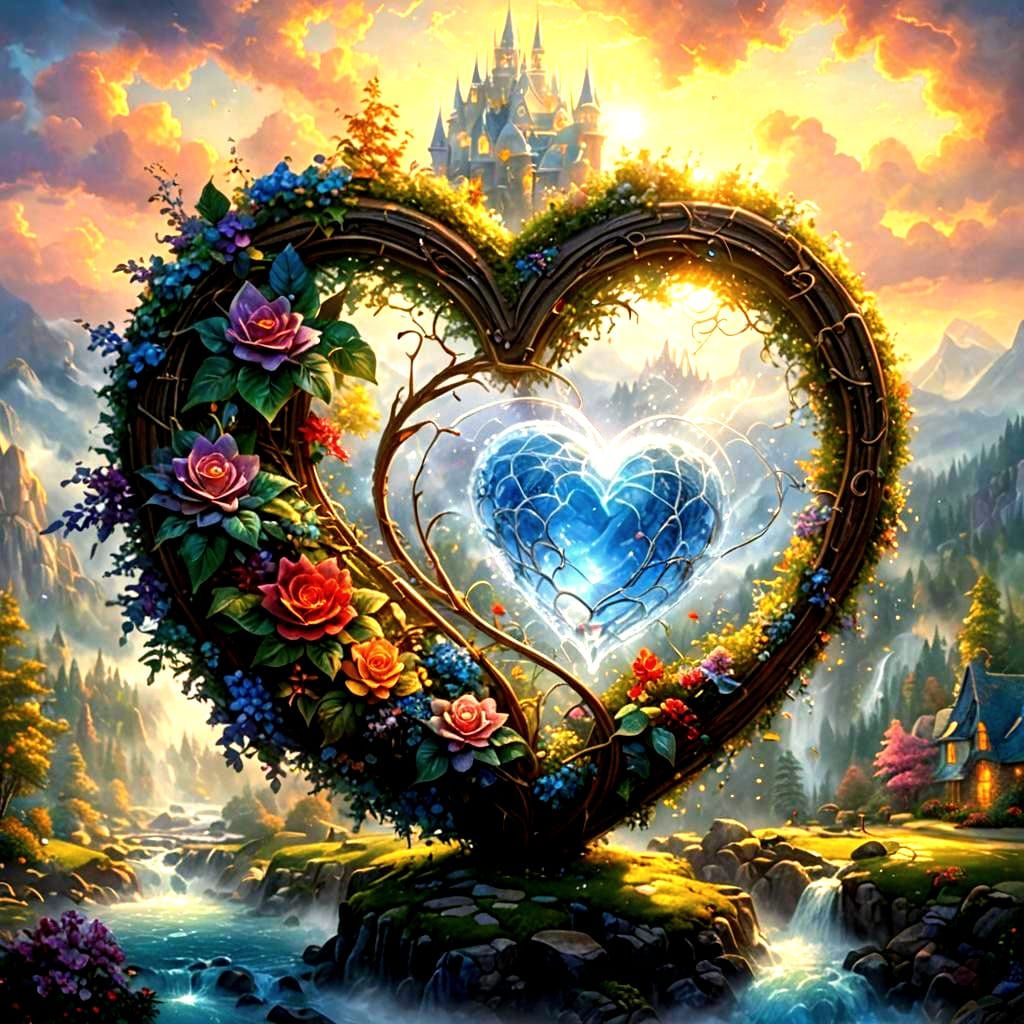 Ethereal Crystal Heart in Hyperdetailed Fantasy