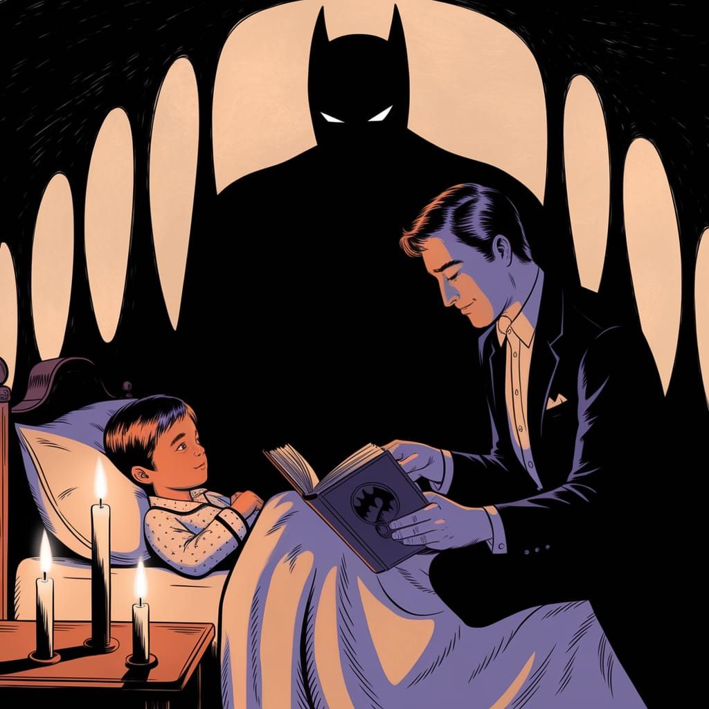 Cozy Bedtime Story in Dark Fantasy Style