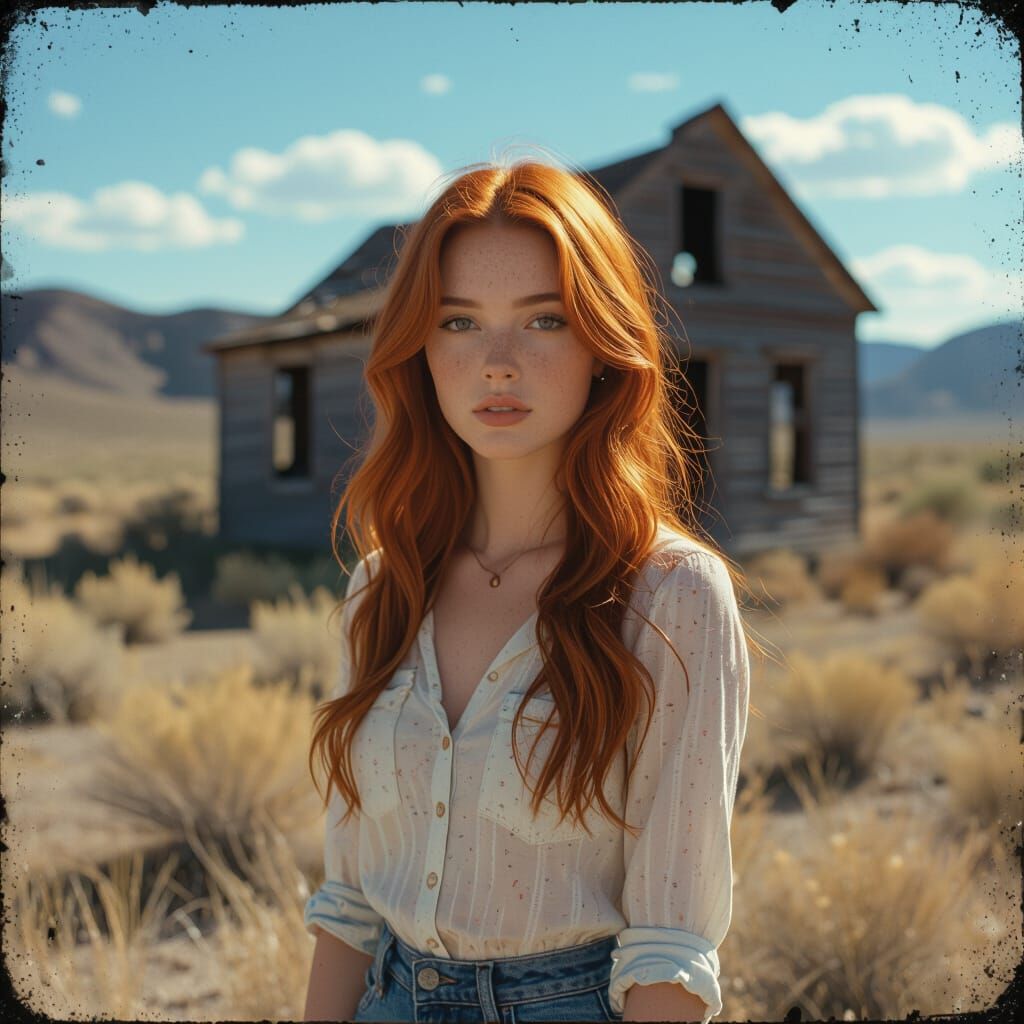 Haunted Ghost Town Beckons Auburn Haired Woman