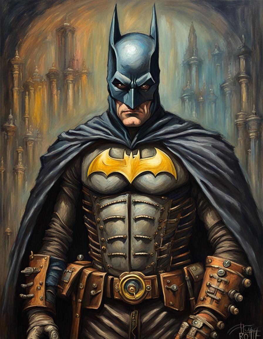 Steampunk Batman Portrait in Photorealistic Acrylics