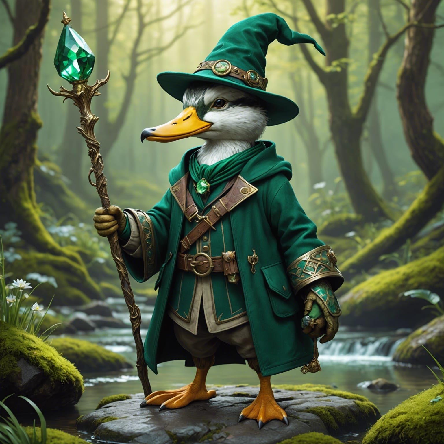 Mallard Wizard in Lush Spring Setting