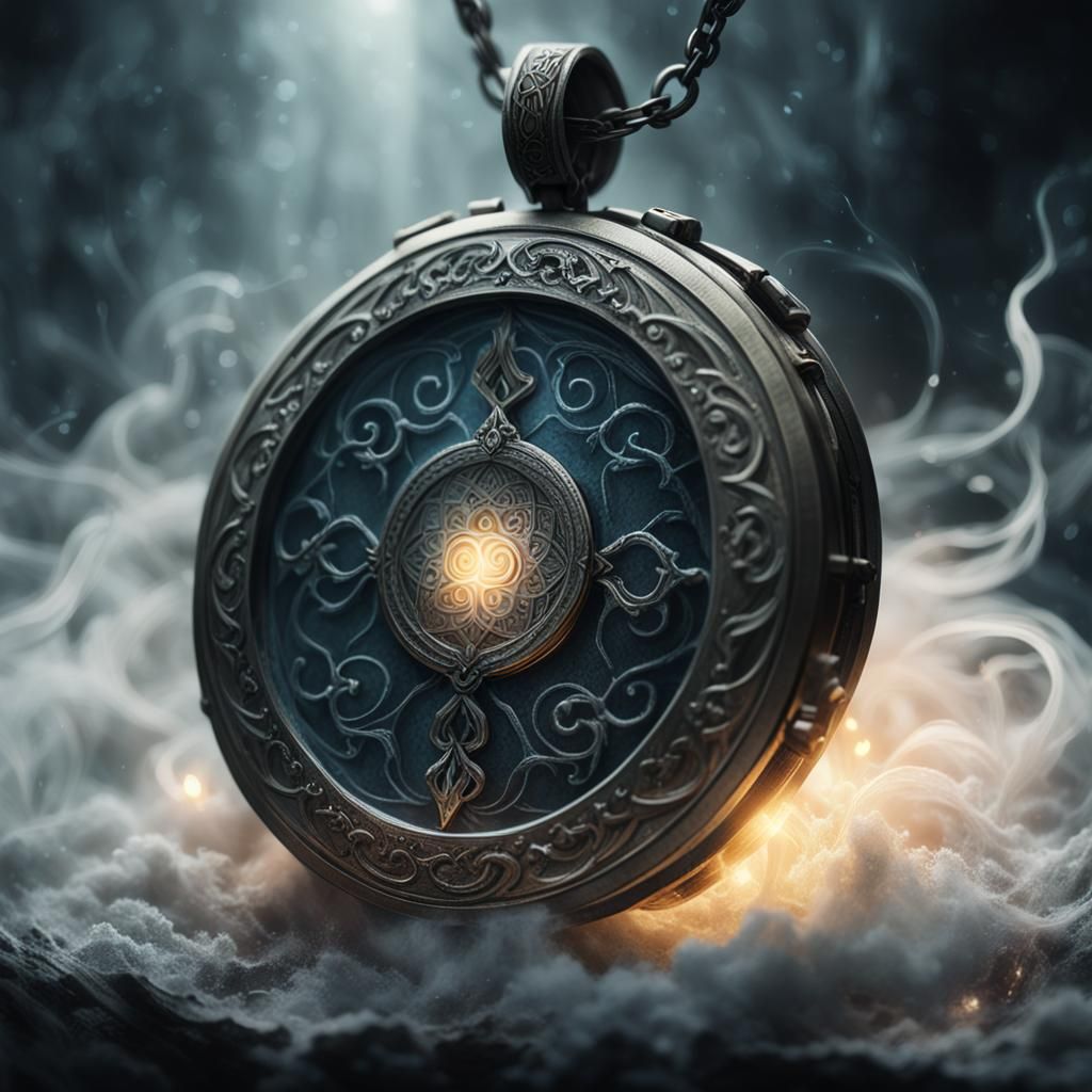 Cursed Locket with Trapped Spirit in Dark Fantasy Style