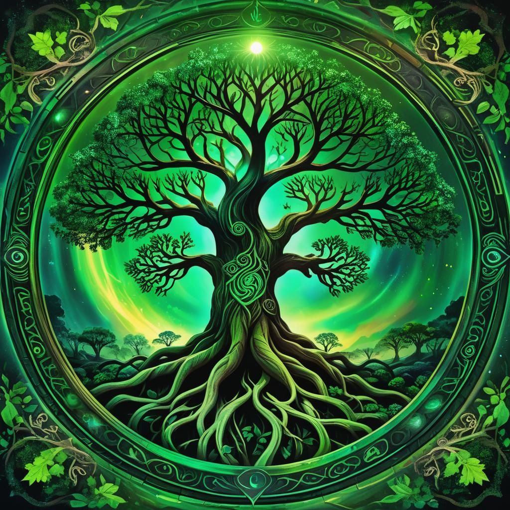 Yggdrasil: Vibrant Tree of Life Illustration