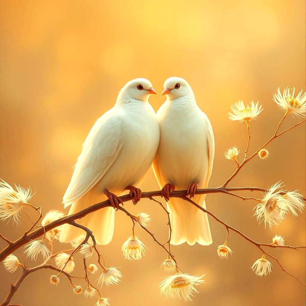 Serene White Doves in Flight