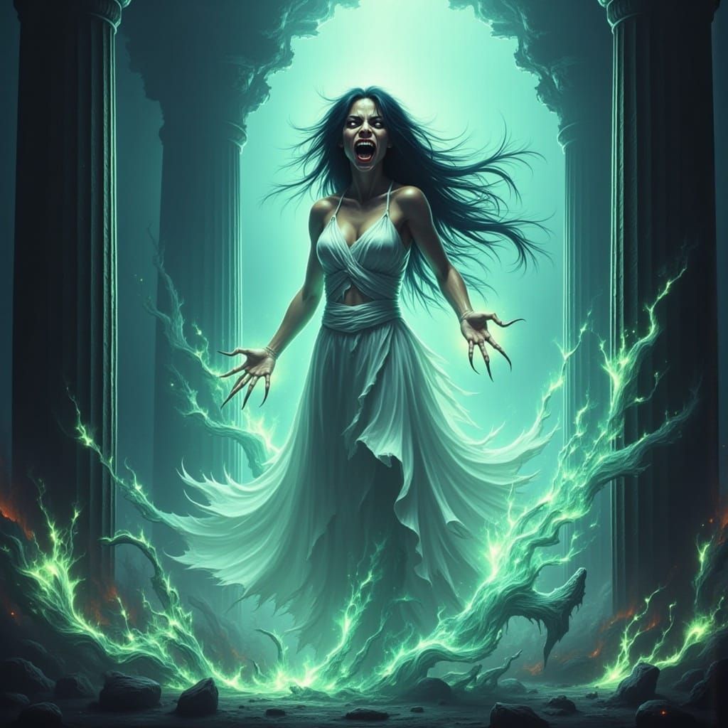 Frenzied Banshee in Ancient Temple Ruins