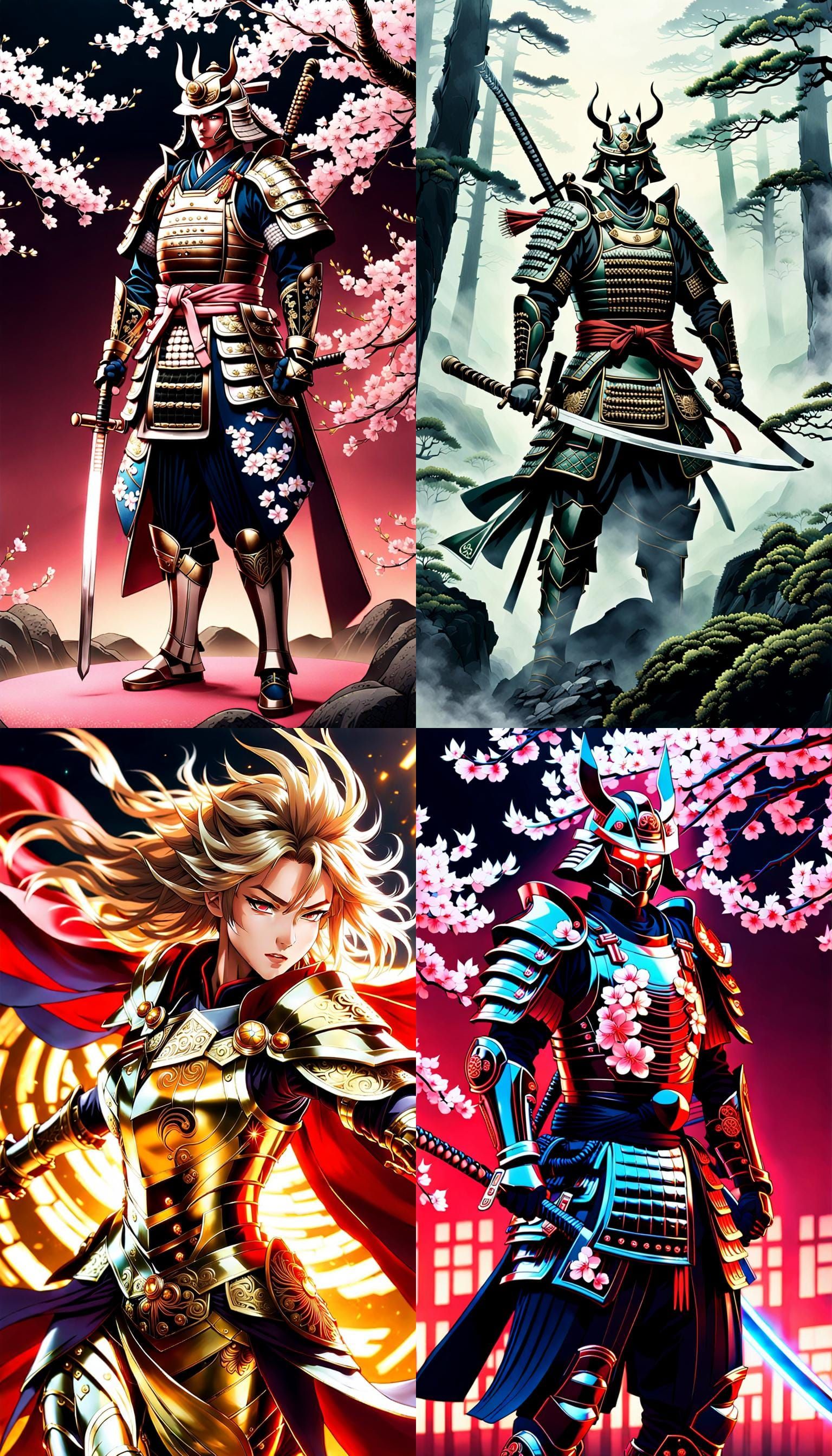 Detailed Warrior Art in Japanese Style
