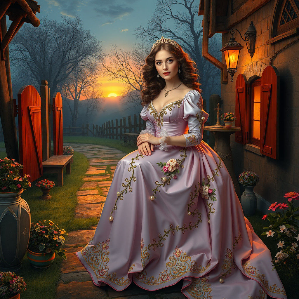 Evdokija in Pre-Petrine Dress by Firelight