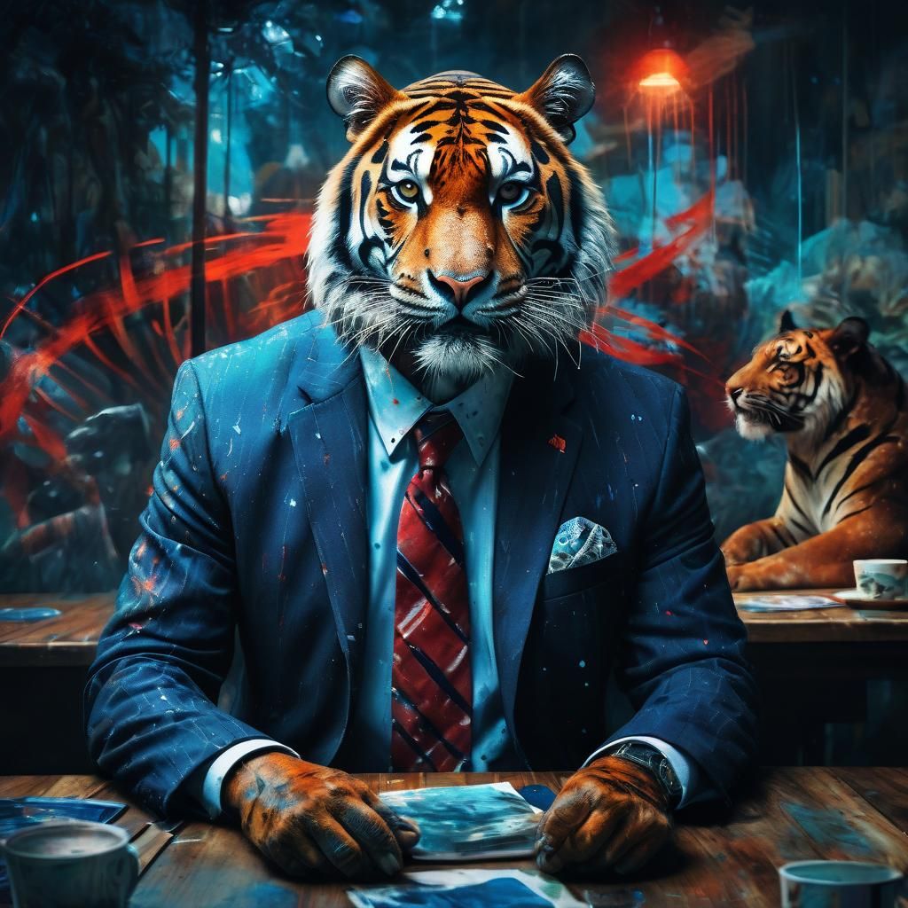 Tiger Mob Boss in Double Exposure Portrait