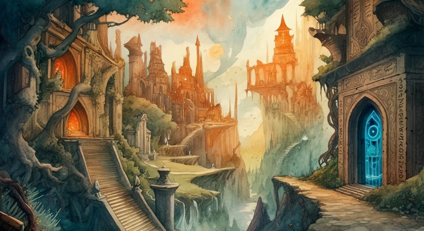 Mystical Realms: Watercolour Illustrations of Forgotten Ruin...