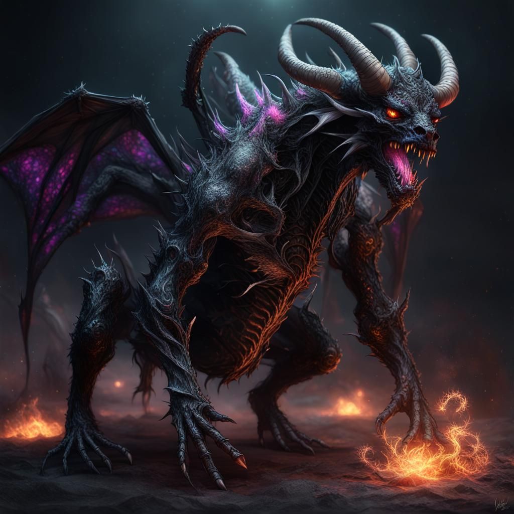 Cursed Undead Dragon Bull with Spiders in Dark Universe