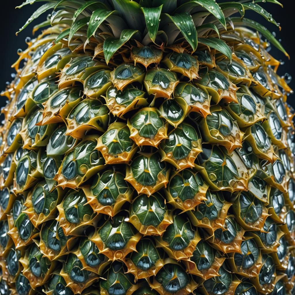 Hyper-Realistic Pineapple with Intricate Textures in Digital...