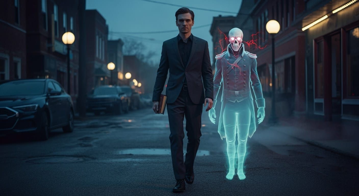 Man and Specter in Dusk, Greg Rutkowski Style