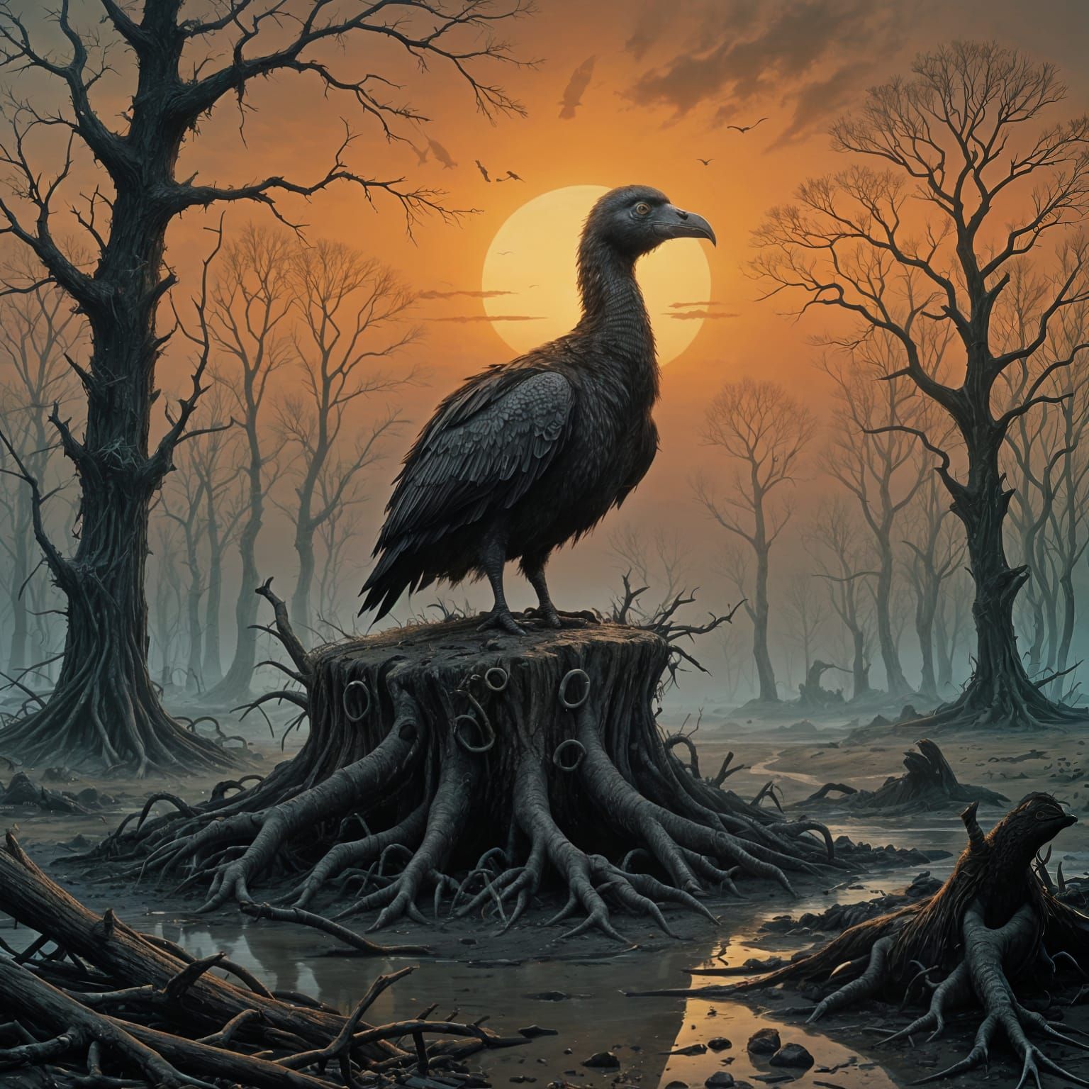 The Last Dodo Bird in a Dark Cyberpunk Aesthetic