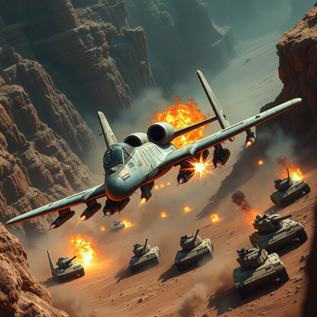 Warthog Aerial Assault on Desert Tanks