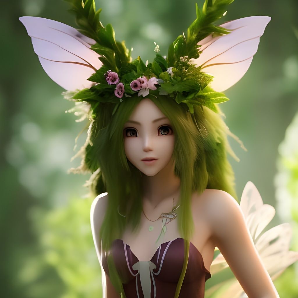 Adorable Forest Druid with Fairy Wings