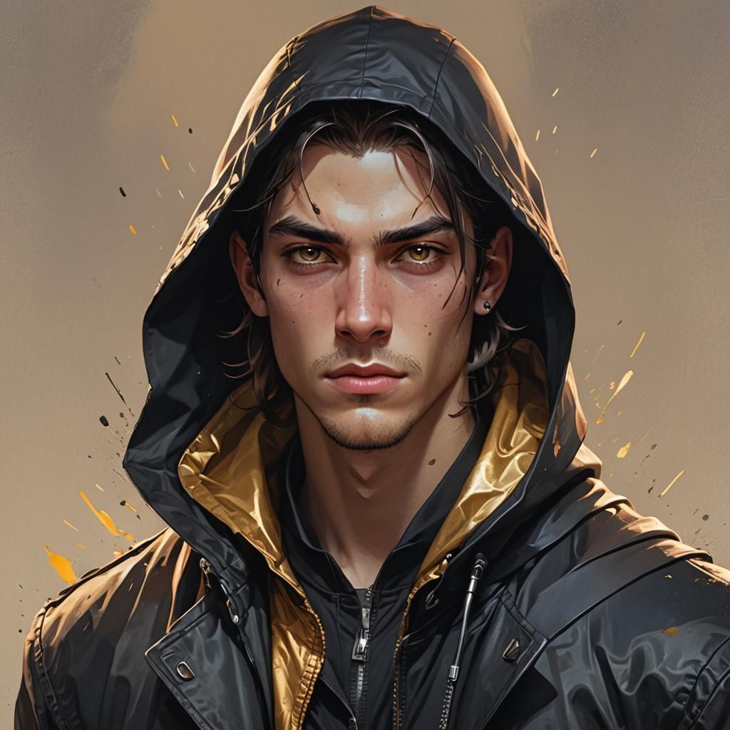 Young Man in Black Jacket: Fantasy Portrait