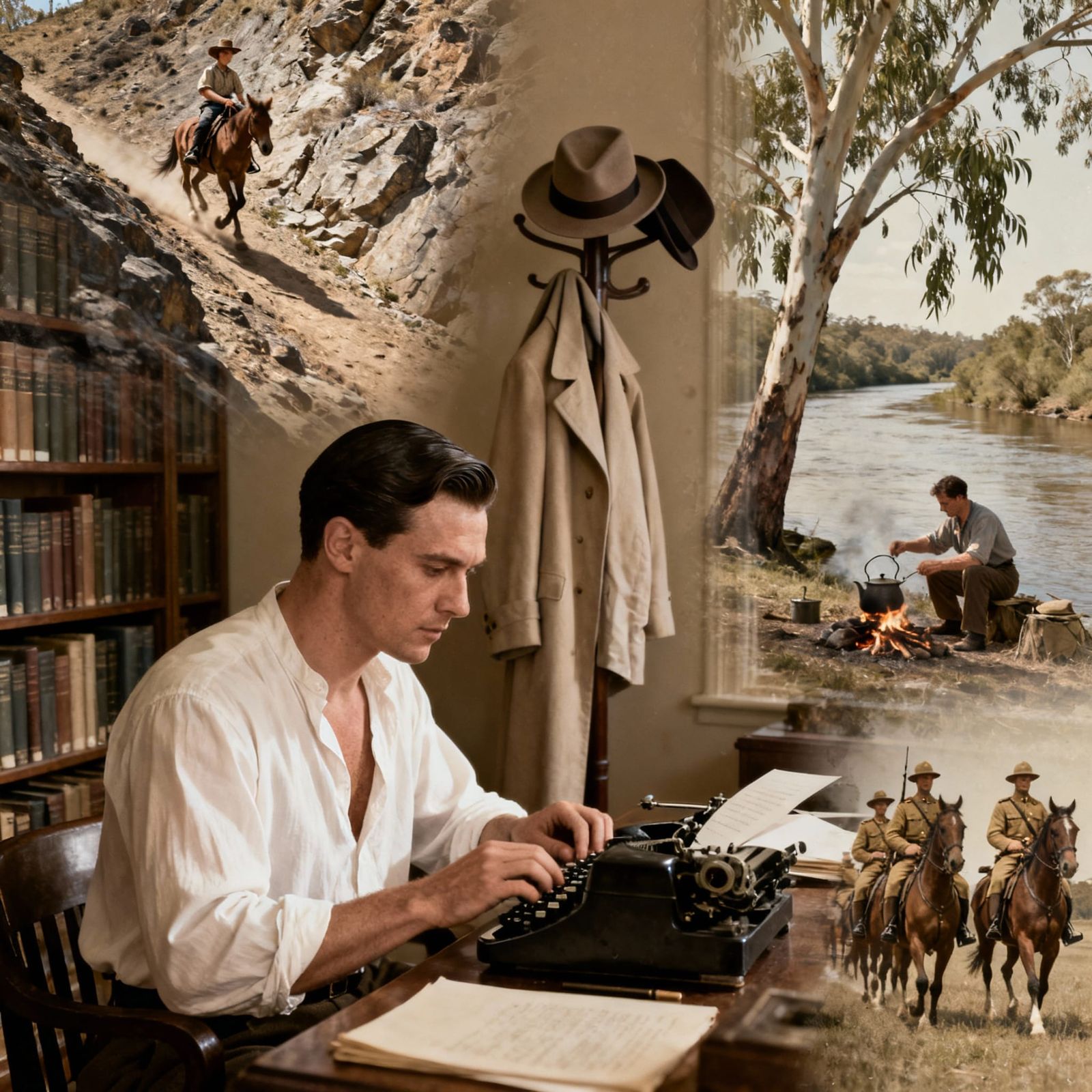 Vintage Photo of 1930s Writer with Australian Outback Scenes