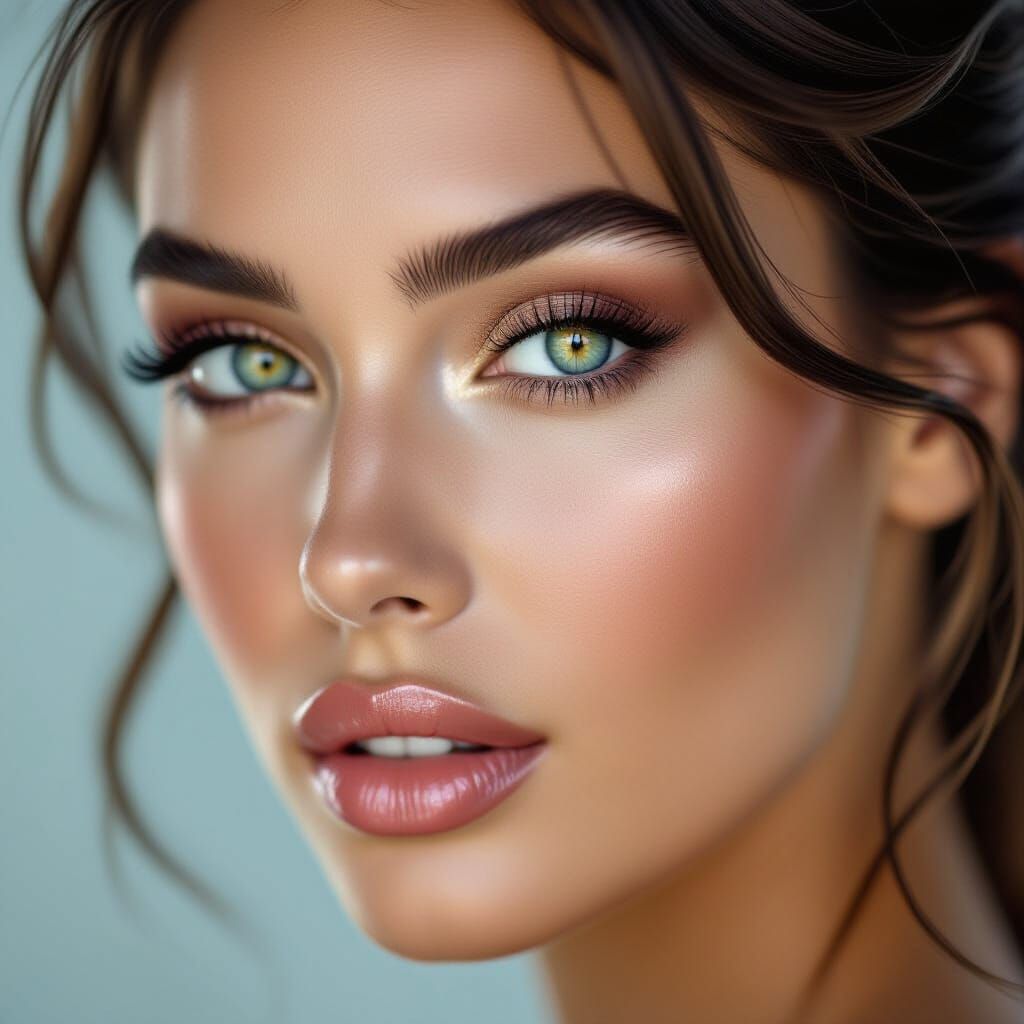 Hyperrealistic Makeup Model with Moody Lighting