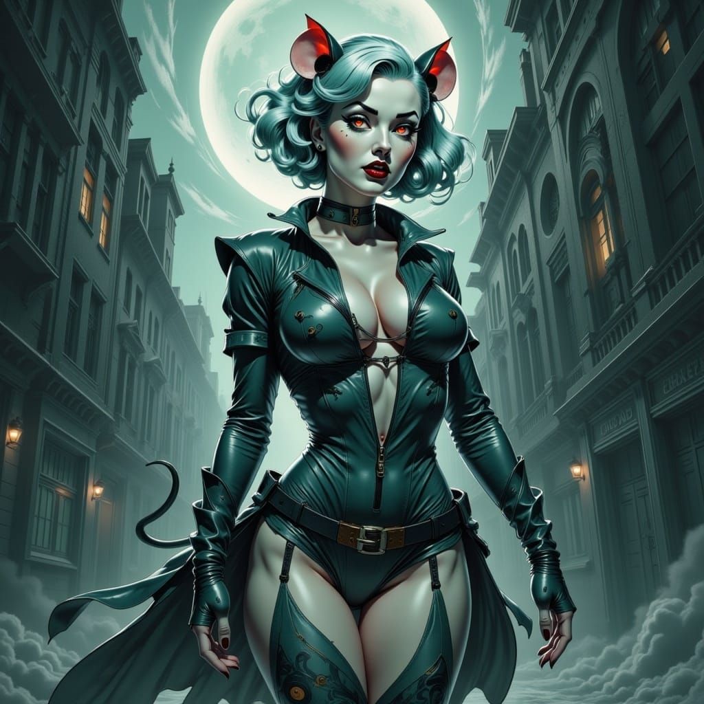 Anime Rat Character in Shadowy Alleyway