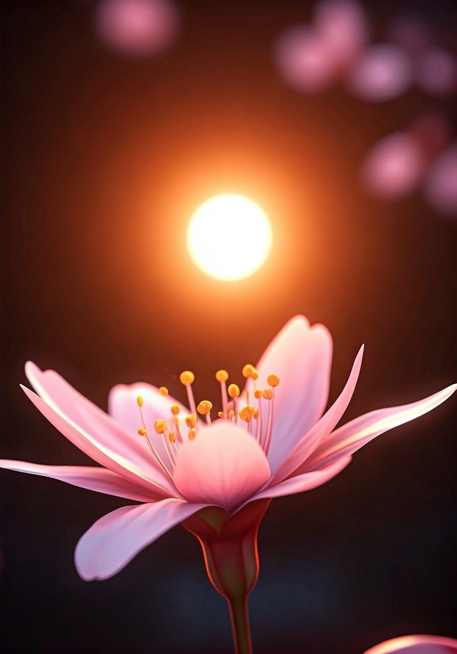 Pink Cherry Blossom Petal in 3D Anime Art