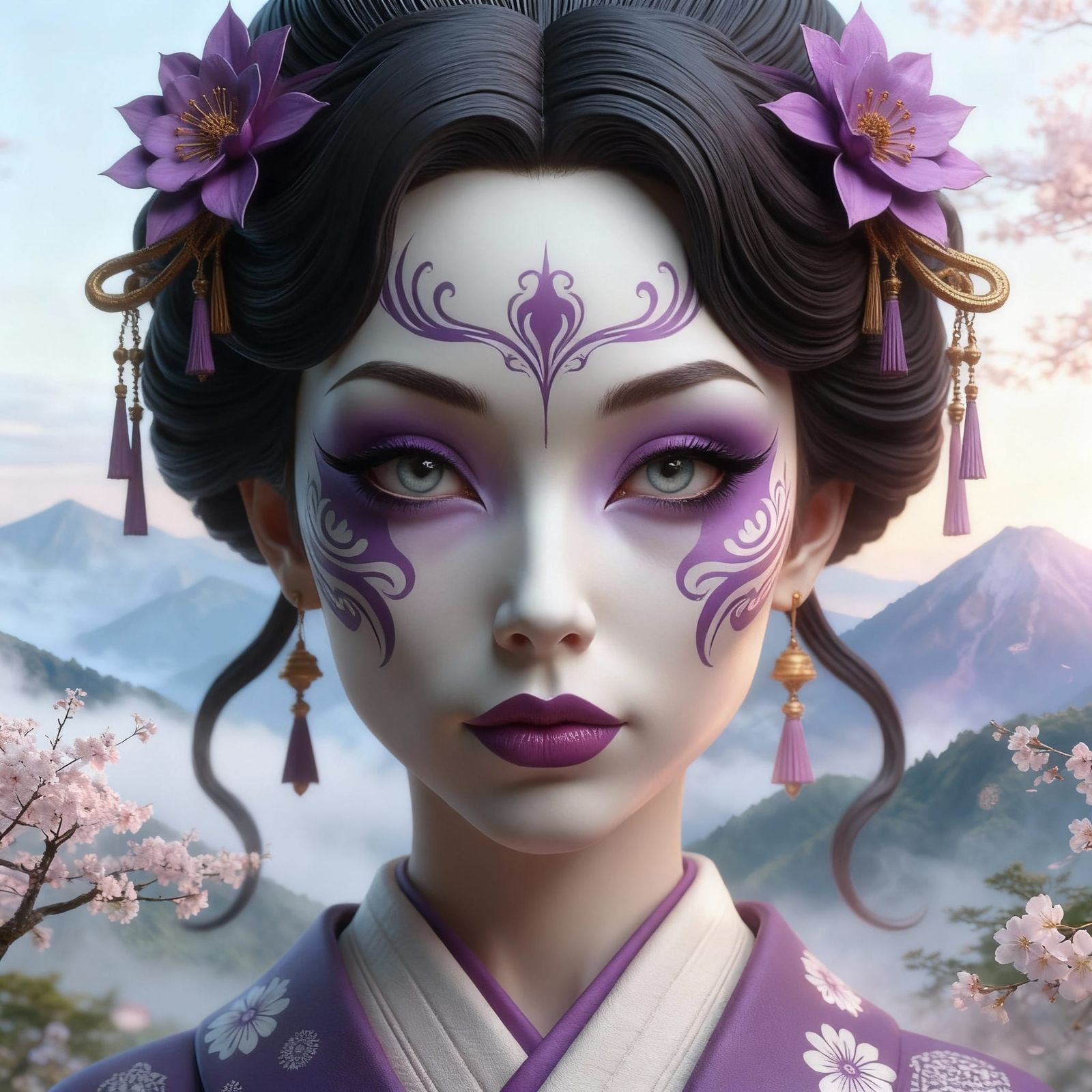 Futuristic Victorian Woman with Japanese Artistry