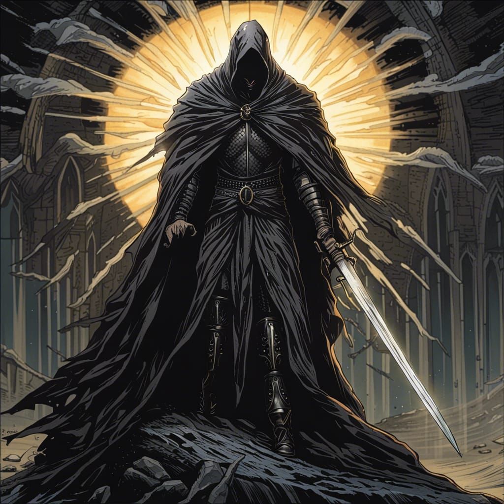 Fallen Angel Under Eclipse: Gothic Dark Fantasy Art