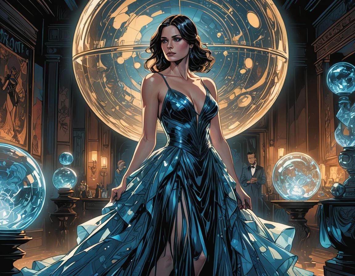 Morgan Webb in Evening Gown, Comic Book Art