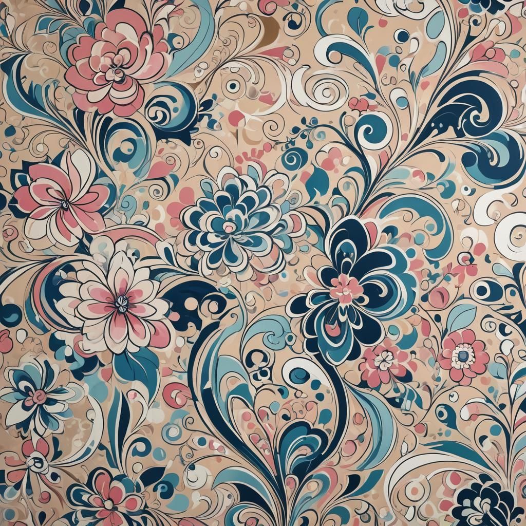 Art Deco Floral Mural for Wellness Salon
