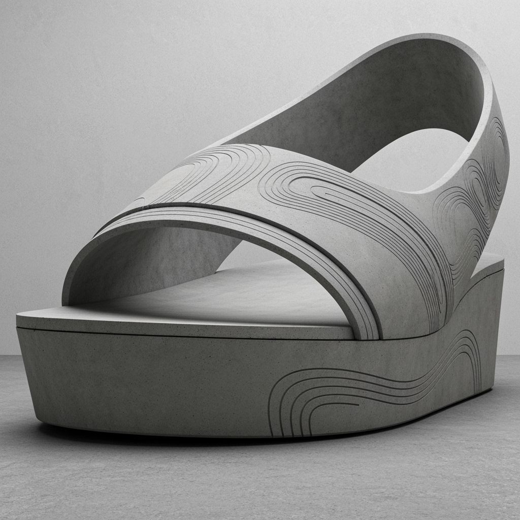 Gigantic Concrete Sandal Sculpture in Fluid Architectural St...