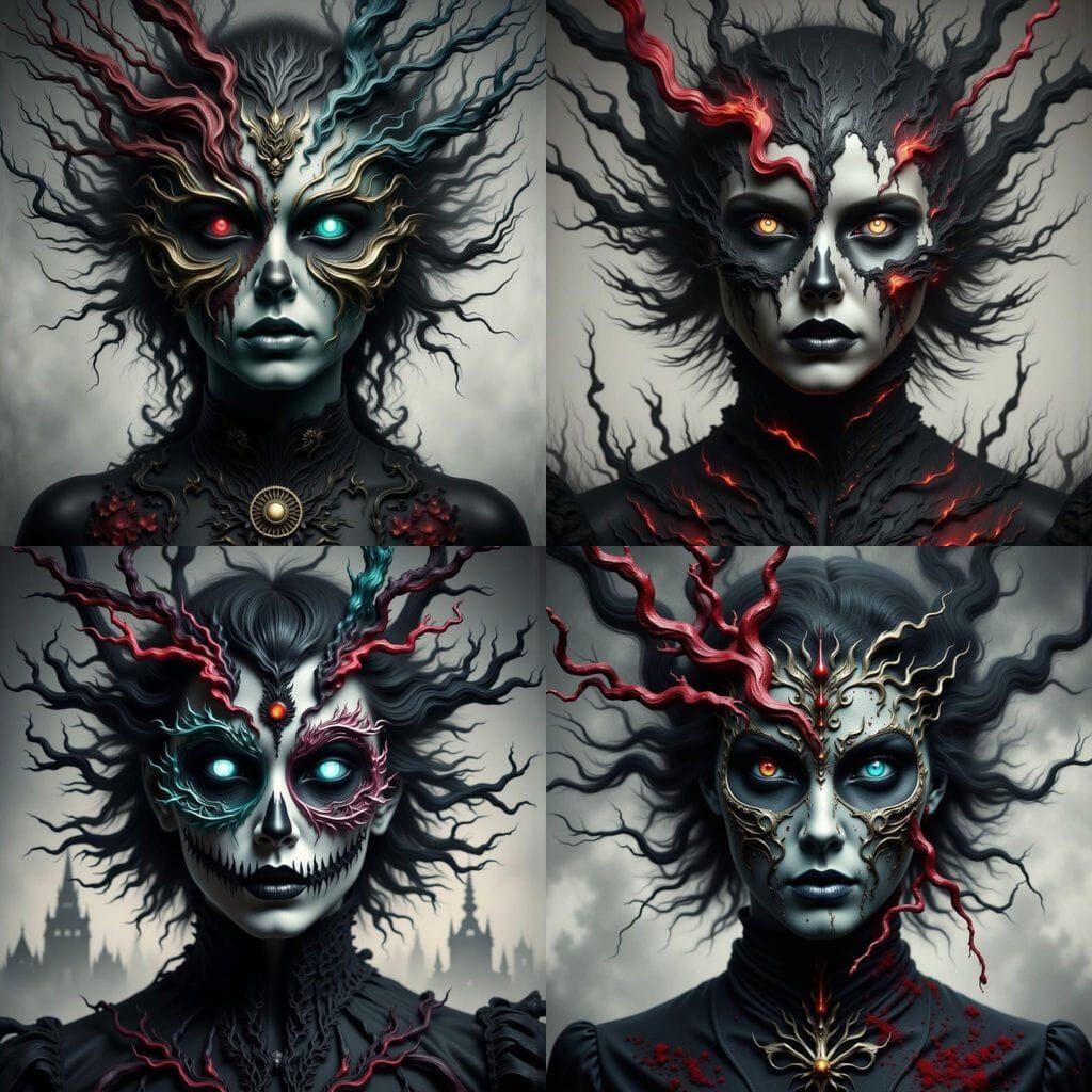 Detailed Portrait with Biohazard and Masquerade Elements