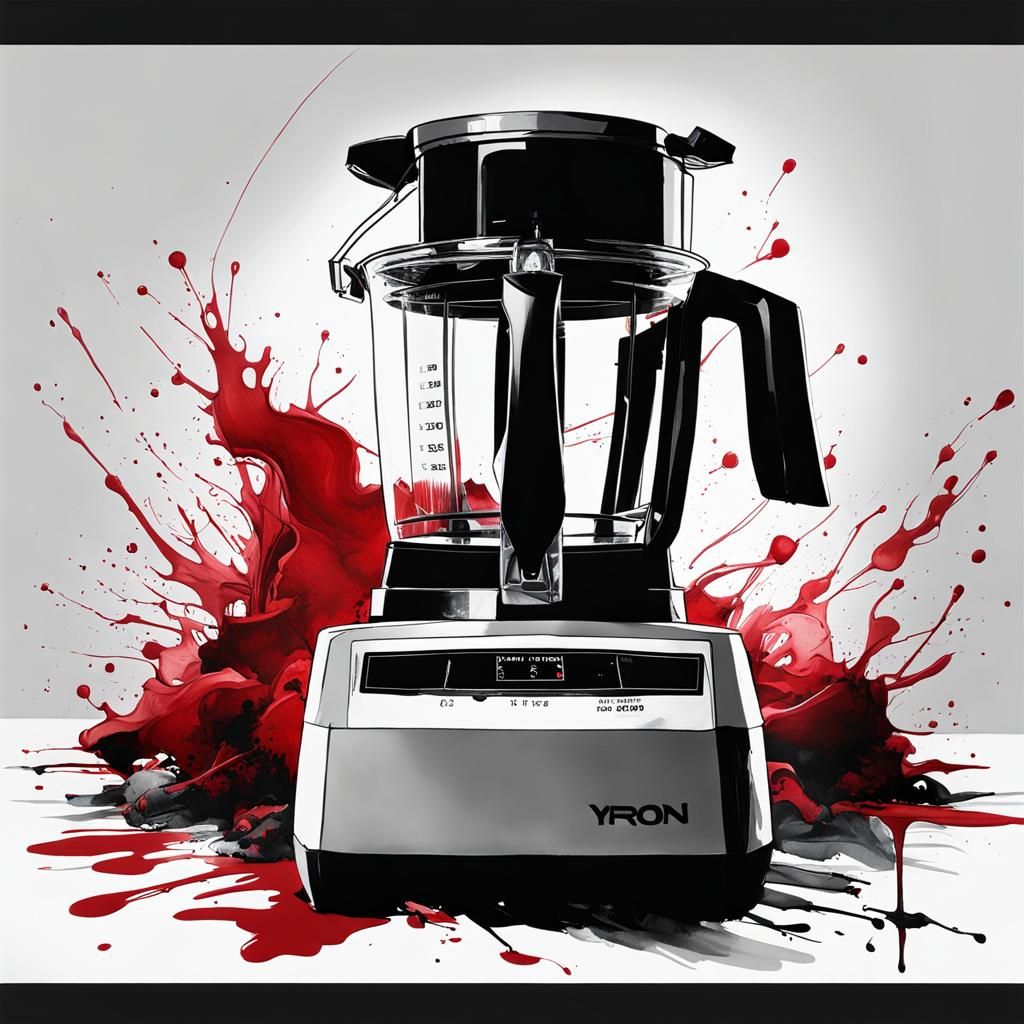 Murderous Blender in Black and White Ink