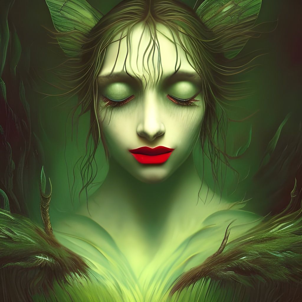 Forest Fairy Portrait in Surrealist Style