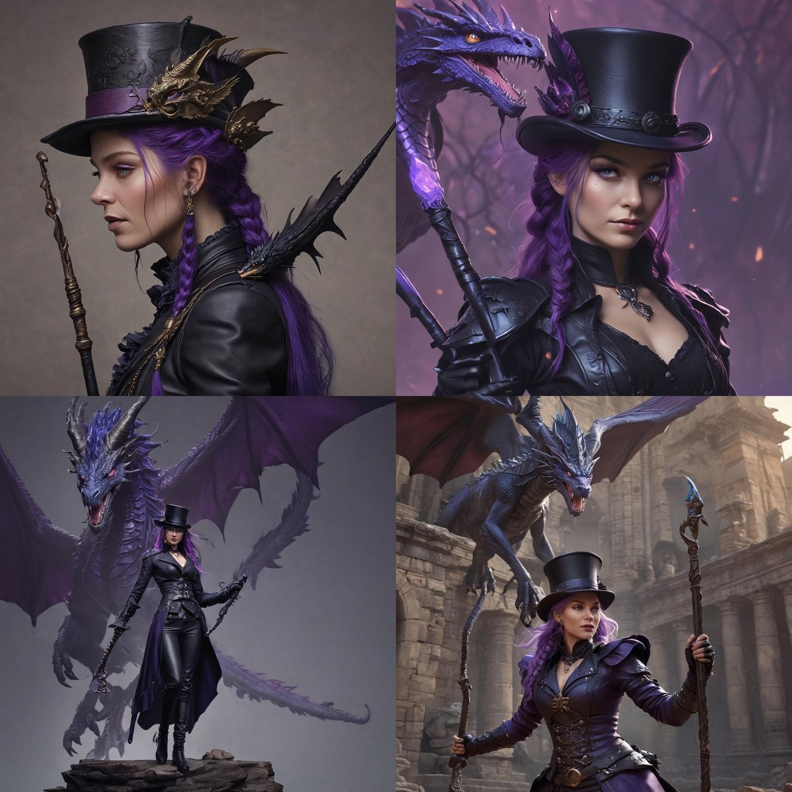 Dragon Queen with Purple Braids in Fantasy Art