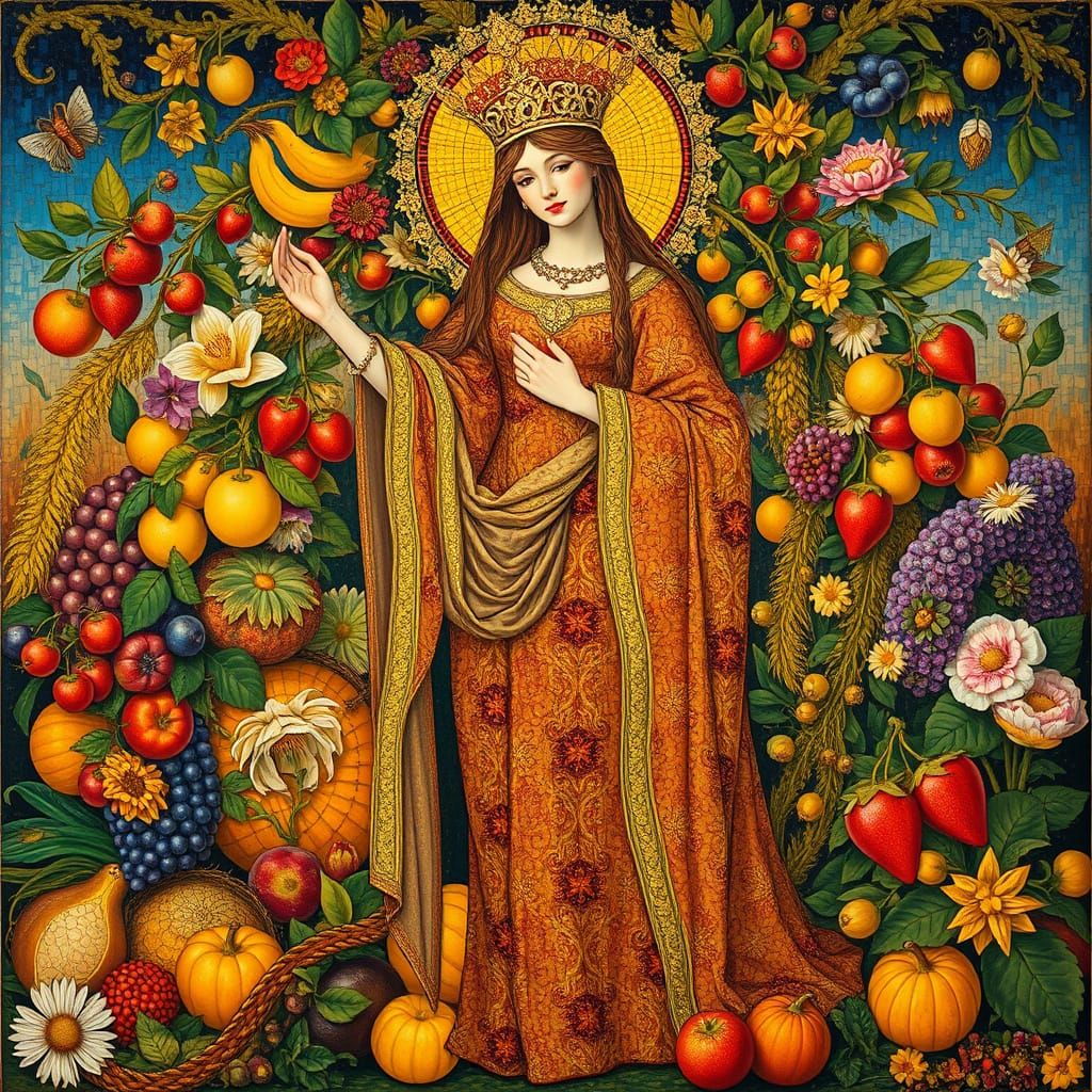 Lady Cornucopia in Klimt-Inspired Art Nouveau Style