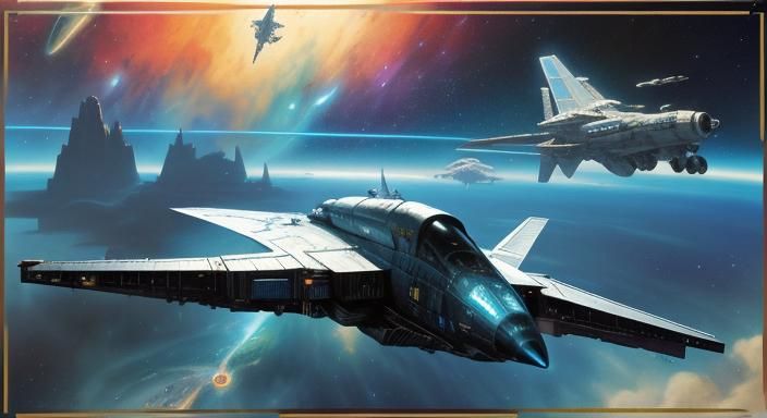 Spacecraft Attacked in Space: Holographic Astral Illustratio...