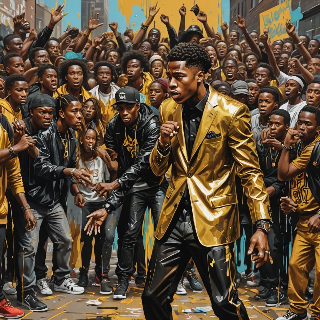 Epic Rap Battle on Stage in Graffiti Art Style