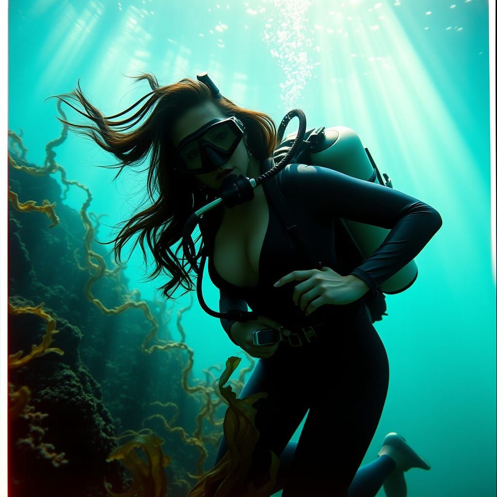 Sultry Scuba Diver Basks in Underwater Glamour