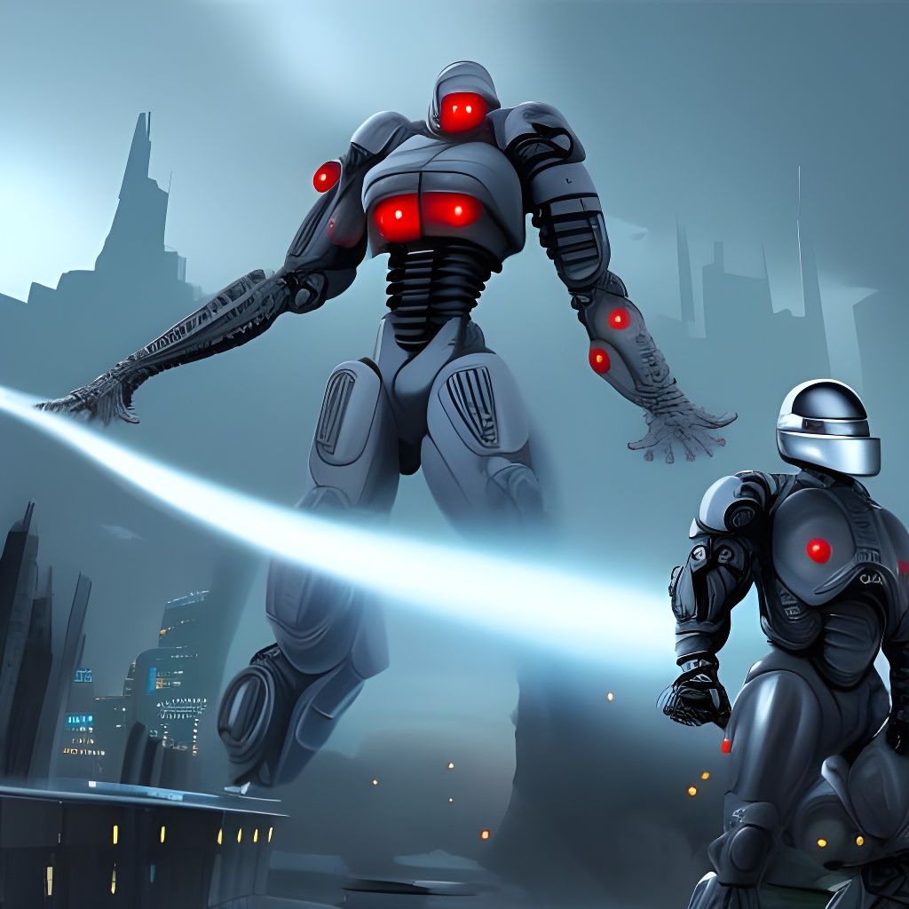 Robocop About to Stop Time: Detailed Matte Painting