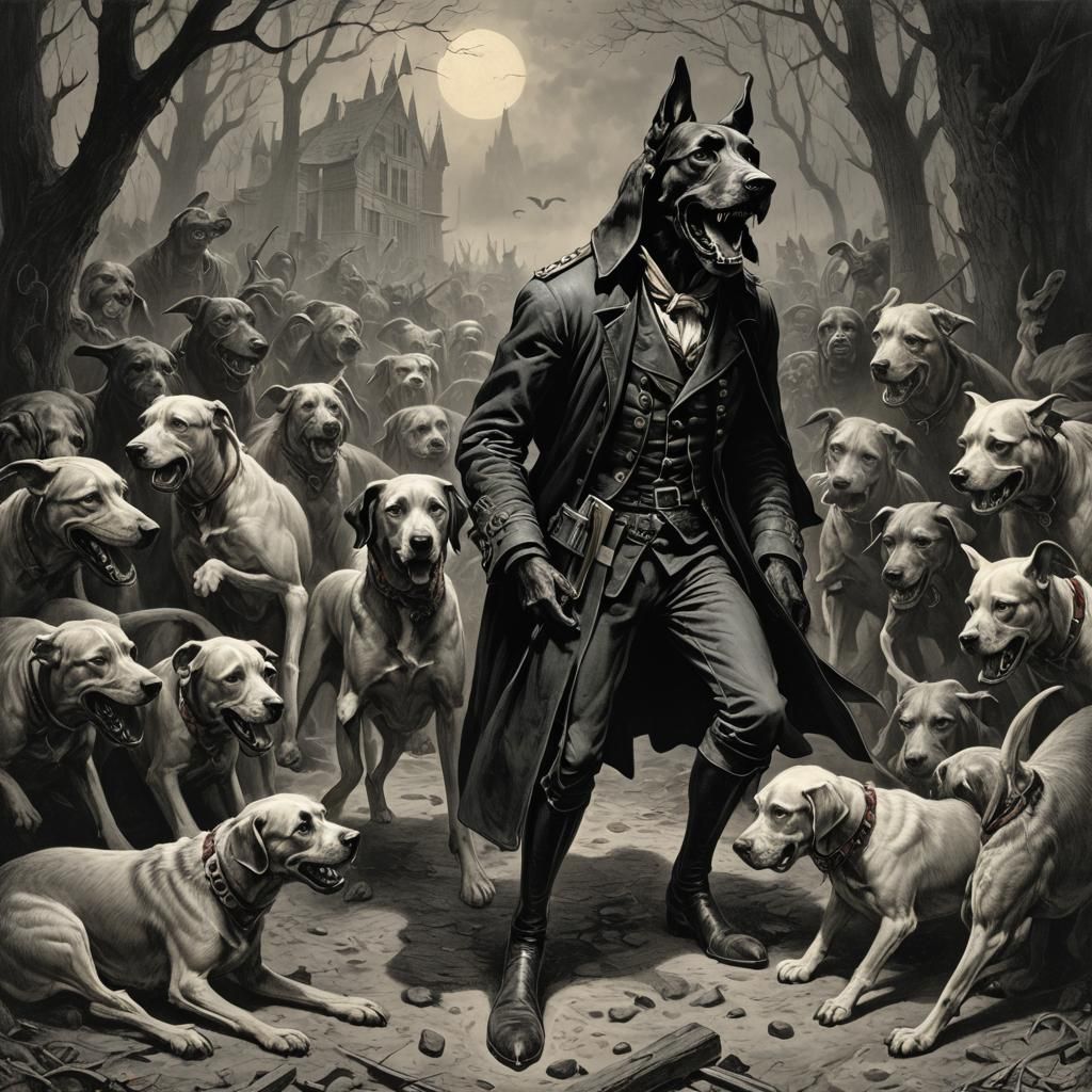 Horrific Hound Dog in Gothic Horror Style