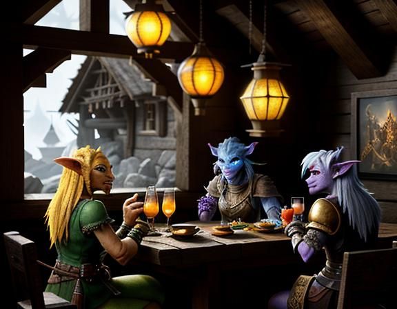 Goblin Cocktail Hour in Detailed 3D Tavern